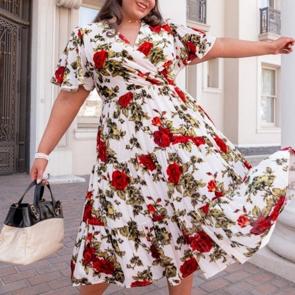 JessaKae Isabella Dress Romantic Vintage Rose V-Neck Velvet  Size 3X NEW - Picture 1 of 6